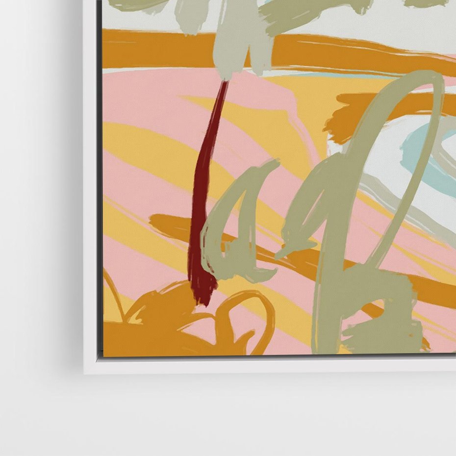 Obraz w ramie 80x80 - Spokojny Wiatr - pastelowy krajobraz, nowoczesny plakat - rama biała