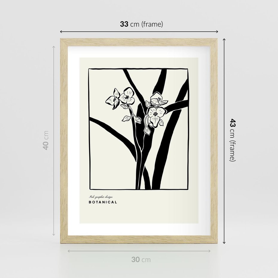 Plakat w ramie 30x40 - Symfonia kwiatowej ekspresji - kwiat, grafika - rama drewno