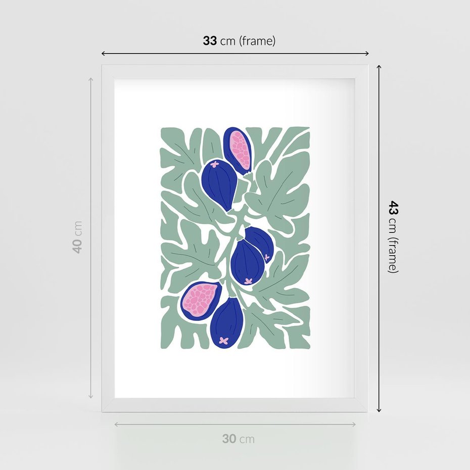 Plakat w ramie 30x40 - Figi Fioletu - figi, sztuka nowoczesna - rama biała