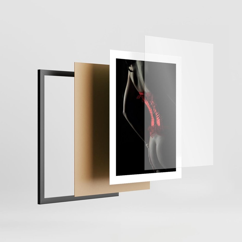 Plakat w ramie 30x40 - Piękno i Siła - akt, kobieta - rama czarna