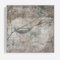Obraz w ramie 80x80 - Betonowe Wspomnienia Liści - odciski w betonie, odbitki - rama biała