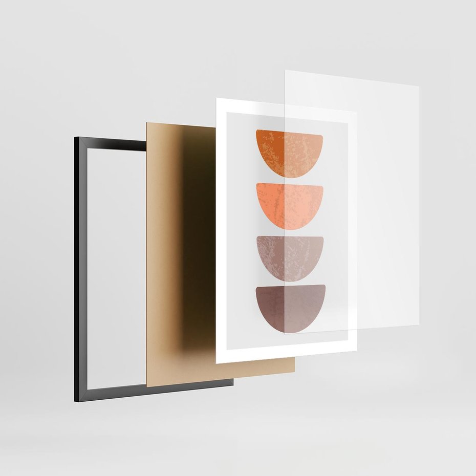 Plakat w ramie 50x70 - Minimalizm i Geometria - minimalistyczny obraz, mid-century styl - rama czarna