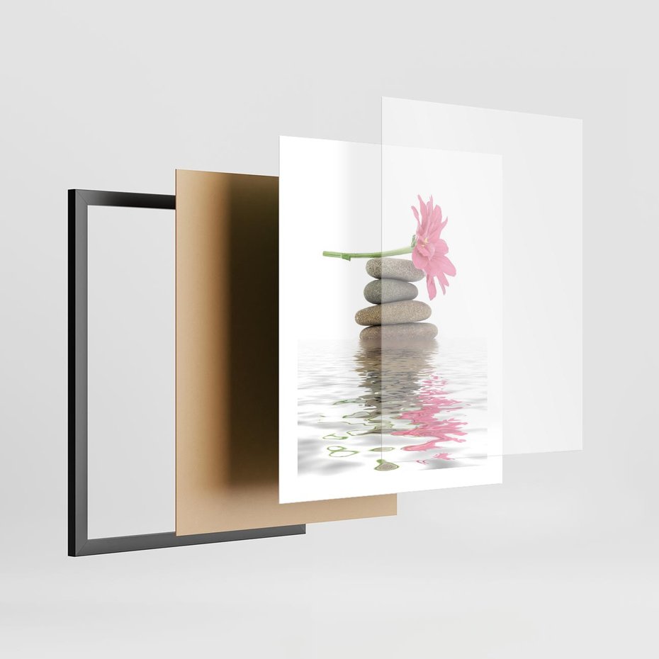 Plakat w ramie 40x50 - Kwiatowe japońskie spa - japońskie, spa - rama czarna