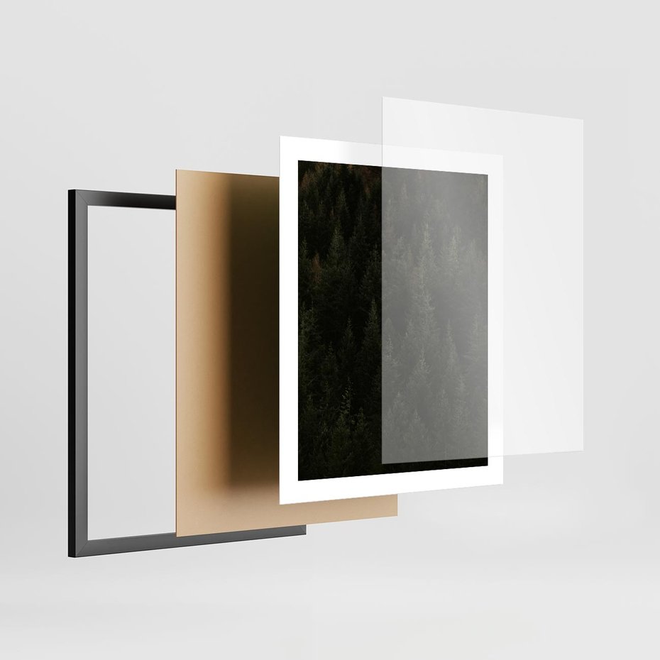 Plakat w ramie 40x50 - Ciemny las iglasty - las, iglasty - rama czarna