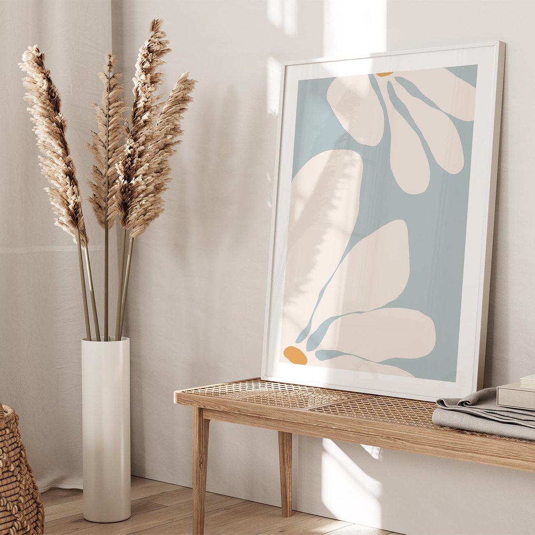Plakat w ramie 30x40 - Pastelowe Marzenia Kwiatów - kwiaty, nowoczesne i minimalistyczne - rama biała