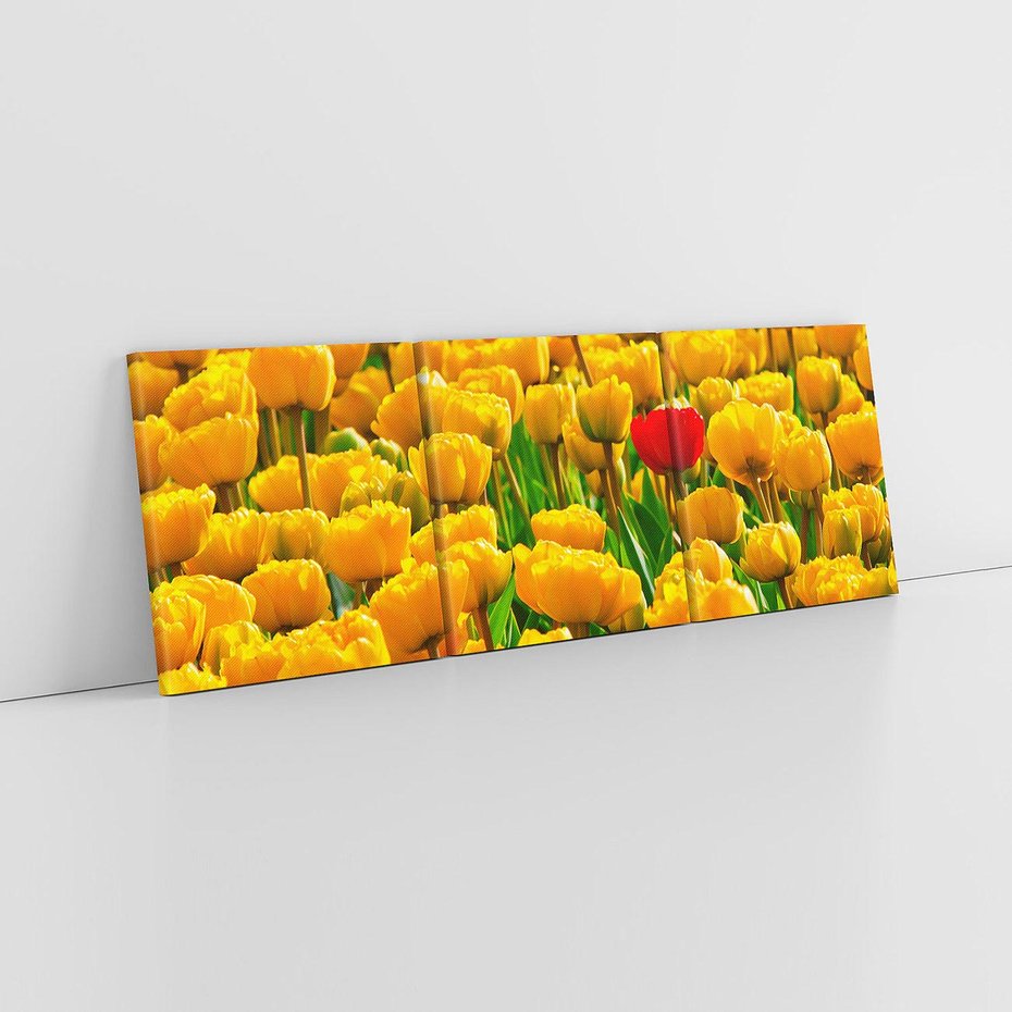 Obraz na płótnie 90x30 - kwiatowa elegancja - tulipany, kwiat