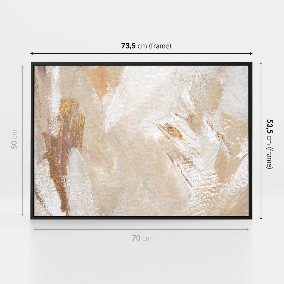 Obraz w ramie 70x50 - Elegancja w Złocistym Chaosie - złoto beż, abstrakcja - rama czarna