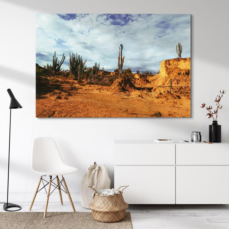 Obraz na płótnie 100x70 - Skarby Pustynnego Kanionu - pustynia, kaktusy