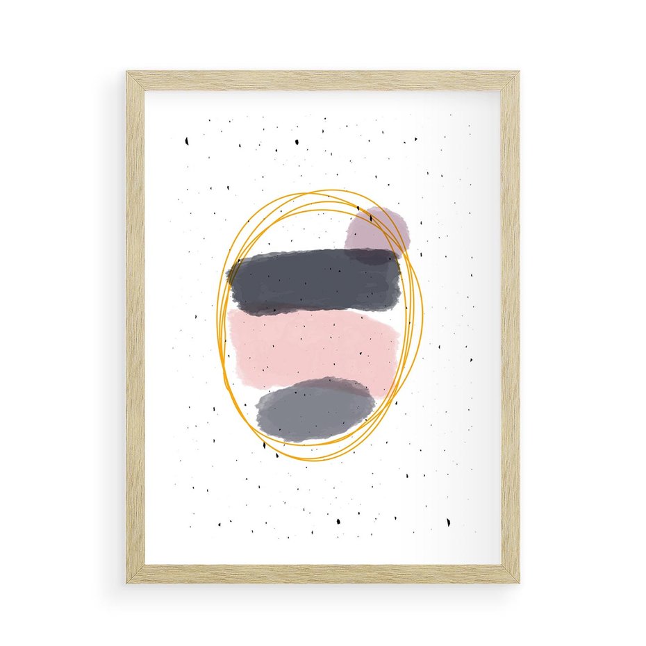 Plakat w ramie 50x70 - Migocące Odbicia - abstrakcyjna kompozycja, jak ręcznie malowana - rama drewno