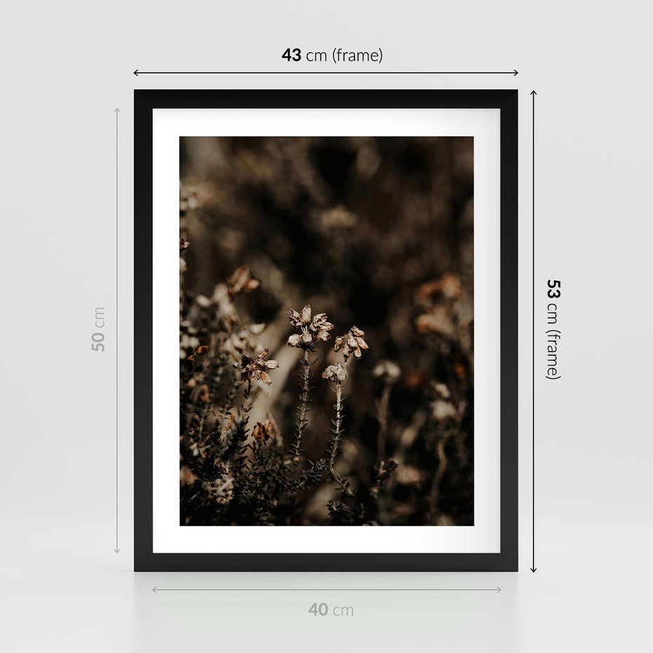 Plakat w ramie 40x50 - Jesienny Urok - suche trawy, jesienny pejzaż - rama czarna