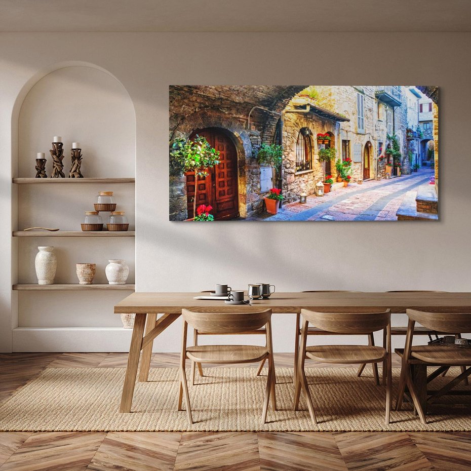 Obraz na płótnie 120x60 - Kwiecista uliczka - uliczka, miasto