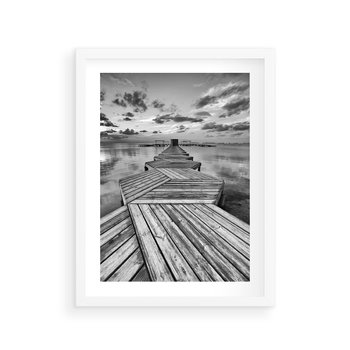 Plakat w ramie 30x40 - Pomost nad Morzem - pomost, morze - rama biała