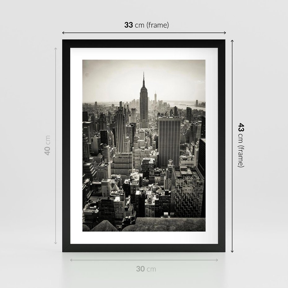 Plakat w ramie 30x40 - Dusza wielkiego miasta - Manhattan, Nowy Jork - rama czarna