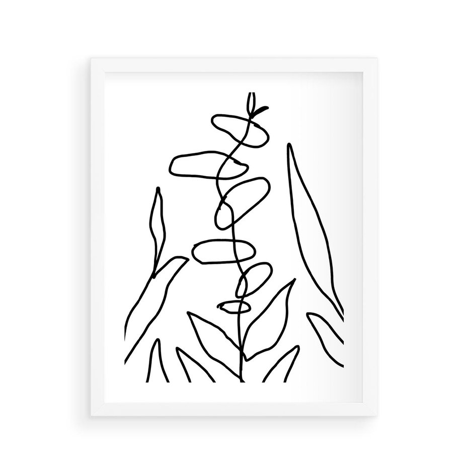 Plakat w ramie 40x50 - Liście Mocy - mroczna sztuka, minimalizm - rama biała