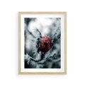 Plakat w ramie 30x40 - Chwila Zimowego Uroku - zima, ośnieżona gałązka - rama drewno