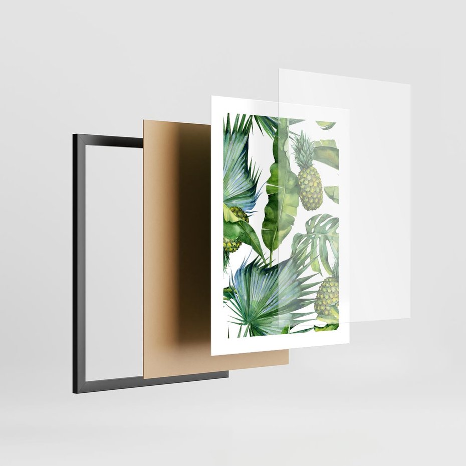 Plakat w ramie 30x40 - Oaza Natury - liście, tropikalne - rama czarna