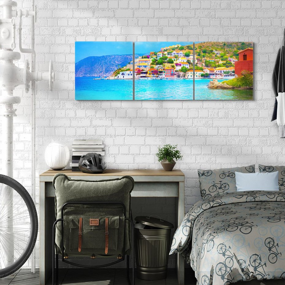 Obraz na płótnie 120x40 - Urok greckich wysp nad morzem - Grecja, morze