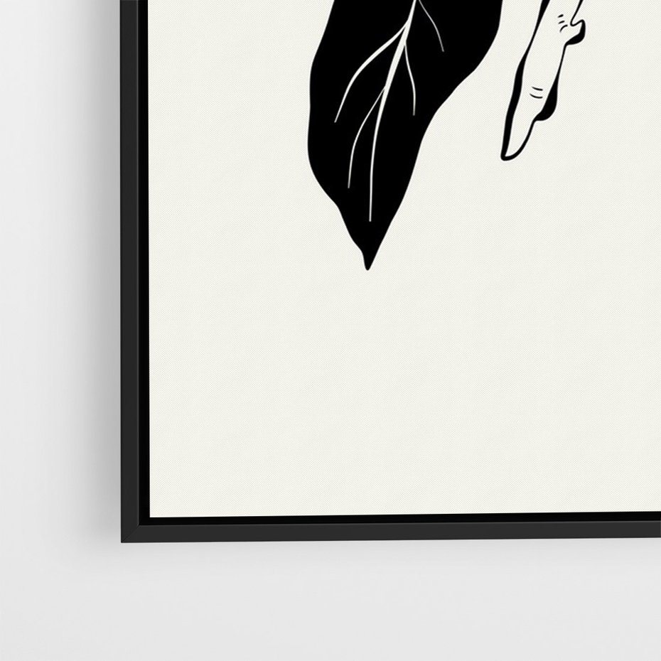 Obraz w ramie 70x100 - Spojrzenie w kształty kwiatów - kwiaty magnolii, minimalizm - rama czarna