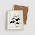 Plakat w ramie 40x50 - Poezja kwiecistej kreski - kwiaty, minimalistyczne - rama drewno