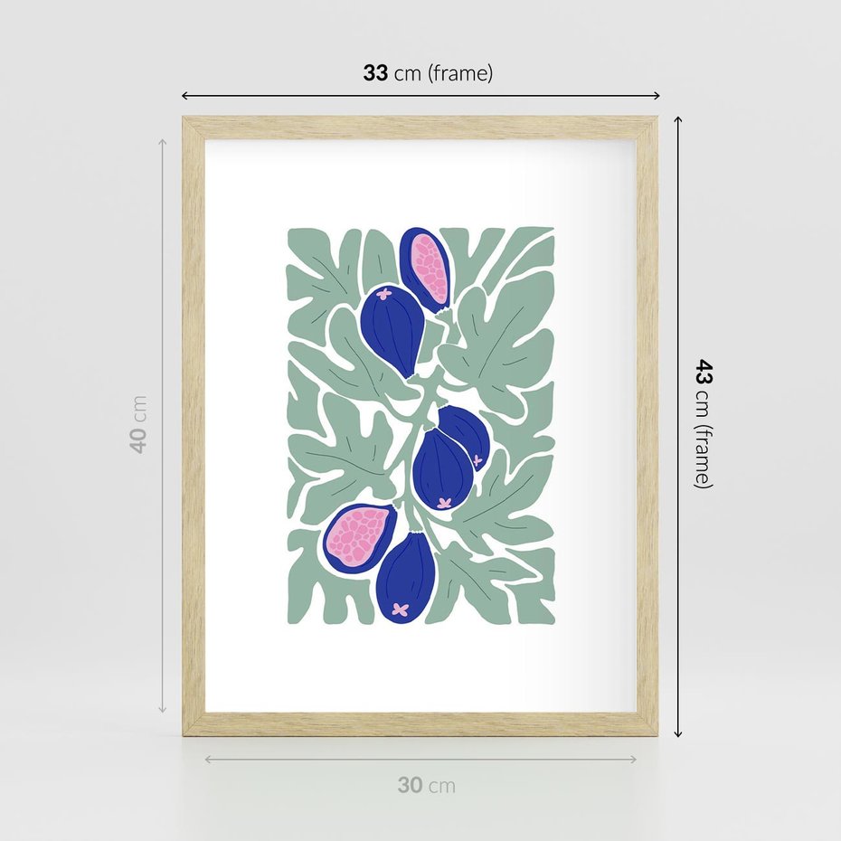 Plakat w ramie 30x40 - Figi Fioletu - figi, sztuka nowoczesna - rama drewno