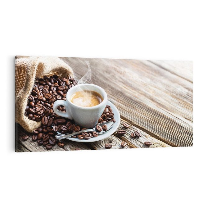 Obraz na płótnie 100x50 - Kawa w filiżance: aromatyczna chwila - kawa, filiżanka