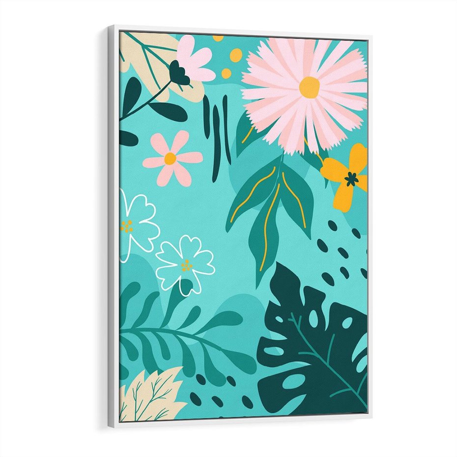 Obraz w ramie 50x70 - Kwiatowe Wibracje - pastelowa kompozycja, kwiaty - rama biała