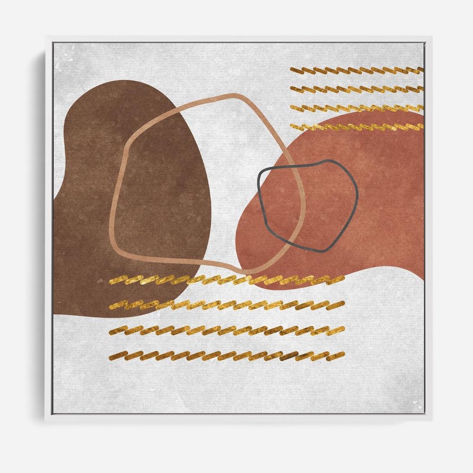 Obraz w ramie 80x80 - Odbicie światła serca - abstrakcyjne rozlane plamy, boho styl - rama biała