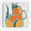 Obraz w ramie 50x50 - Kolorystyczna Ekspresja - czajnik, abstrakcja - rama biała