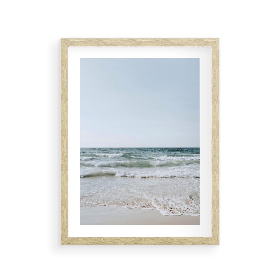Plakat w ramie 30x40 - Spokój nad Brzegiem - plaża, morze - rama drewno