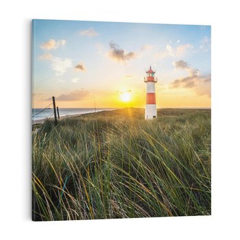 Obraz na płótnie 30x30 - Magia latarni przy zachodzie - latarnia, zachód