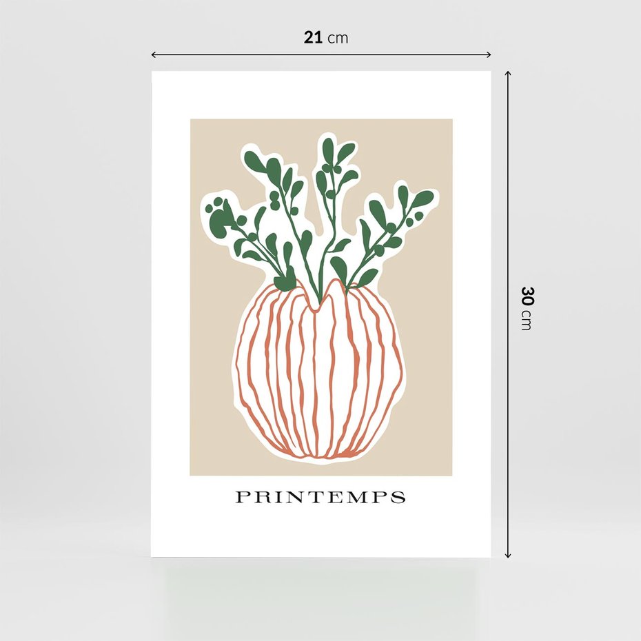 Plakat bez ramy 21x30 - Boho Refleksje Natury - gałązki w wazonie, typografia