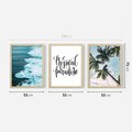Zestaw obrazy w ramie 50x70 galeria - Tropikalny, napis, cytat, lato, podróż - rama drewno