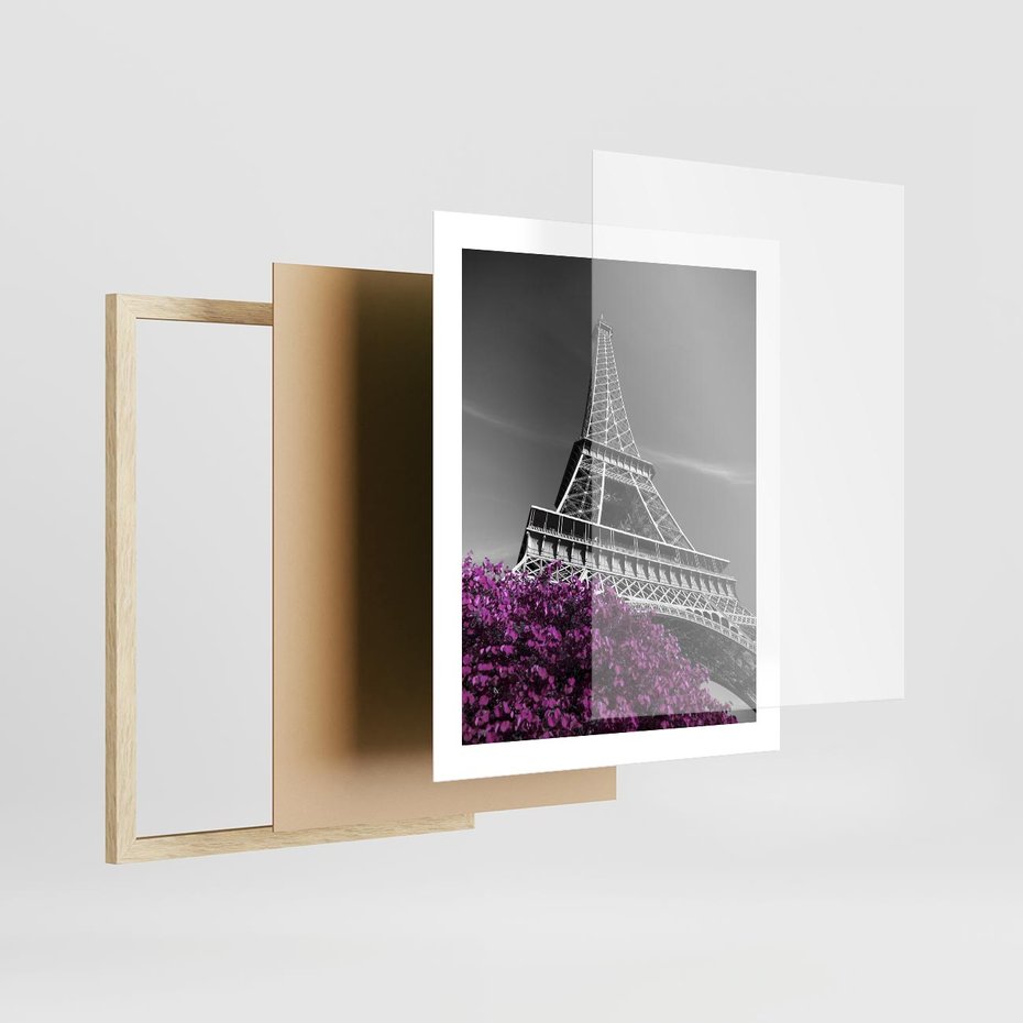 Plakat w ramie 40x50 - Urok Eiffla w Paryżu - Eiffla, Paryż - rama drewno