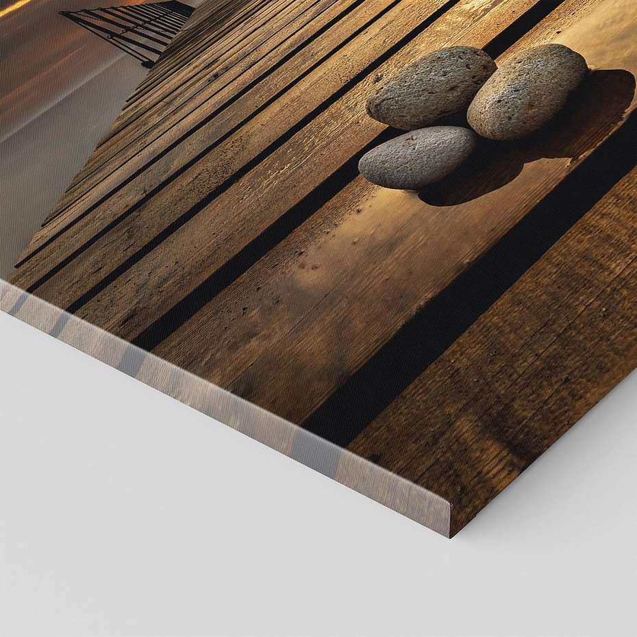 Obraz na płótnie 120x80 - Zachód Słońca nad Molo: Magia Morza - zachód, słońca