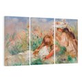 Obraz na płótnie 120x80 - Girls in the Grass Arranging a Bouquet, Pierre-Auguste Renoir - Reprodukcja - reprodukcja, obraz na płótnie