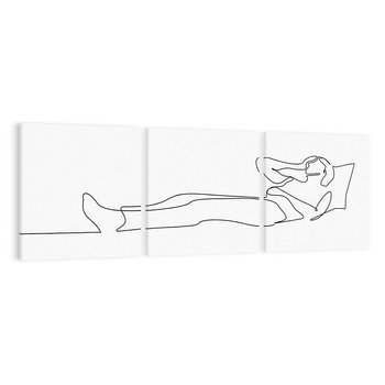 Obraz na płótnie 150x50 - Postać na Łóżku - one line art, szkic
