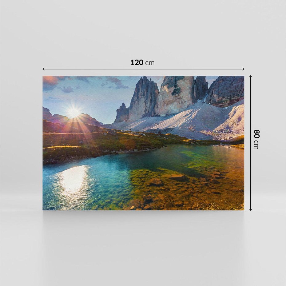 Obraz na płótnie 120x80 - Jezioro wśród majestatycznych gór - jezioro, góry