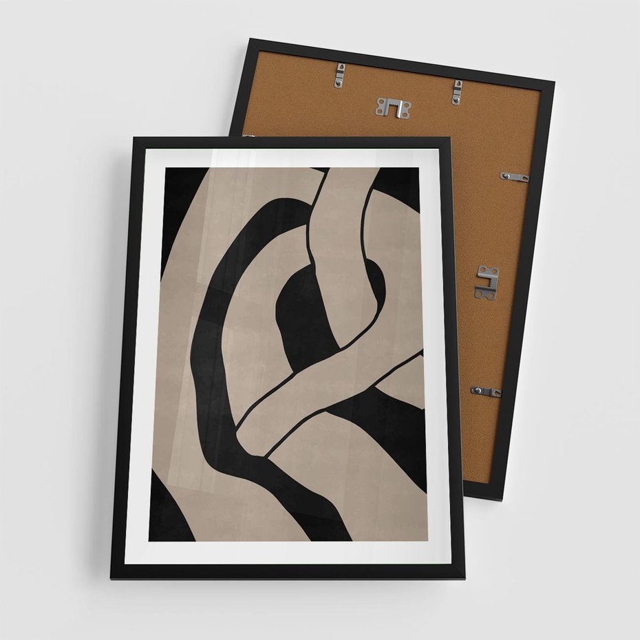 Plakat w ramie 50x70 - Obce Wariacje - abstrakcyjne linie, mroczny plakat - rama czarna