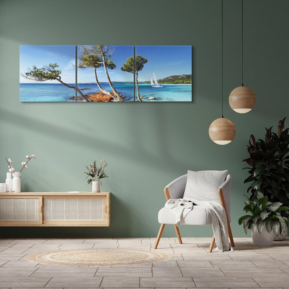 Obraz na płótnie 120x40 - Korsyka - morze i drzewa - Korsyka, morze
