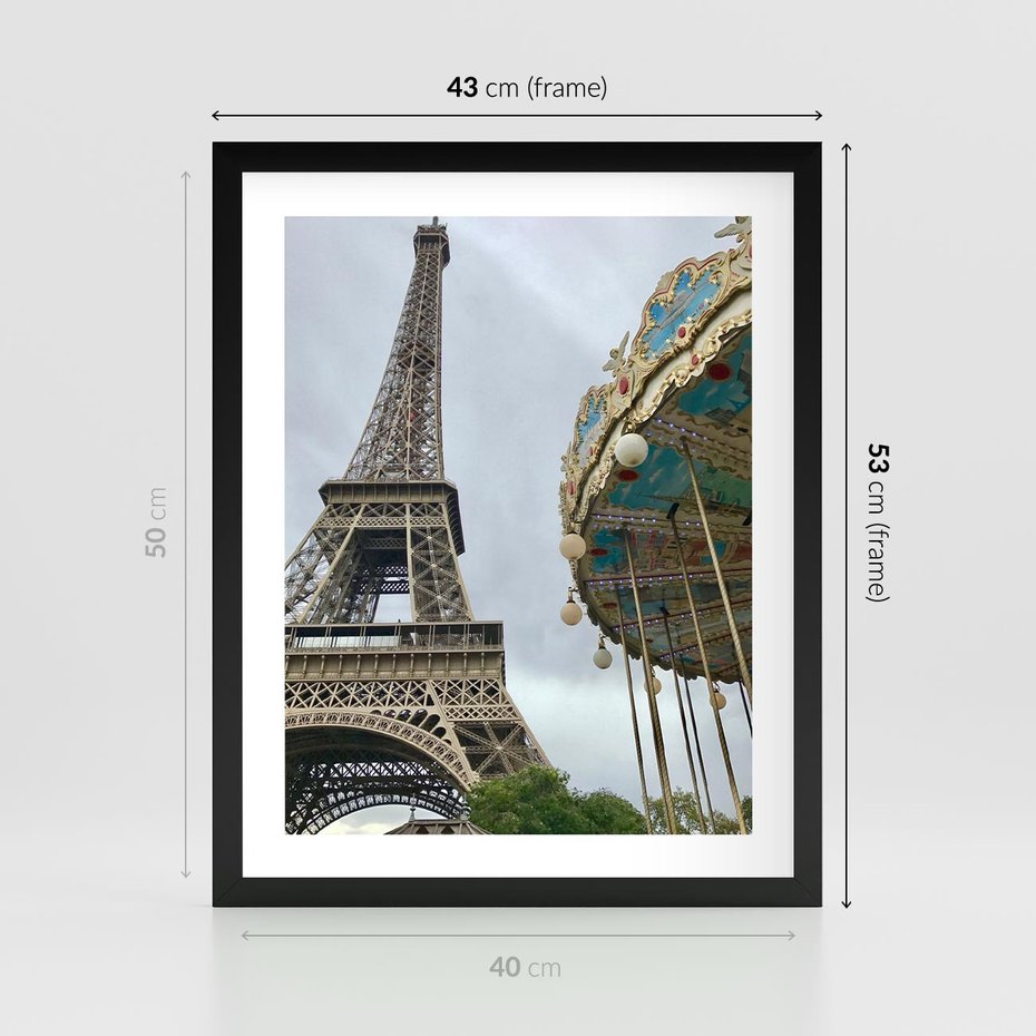 Plakat w ramie 40x50 - Delikatność kolorów - wieża, Eiffla - rama czarna