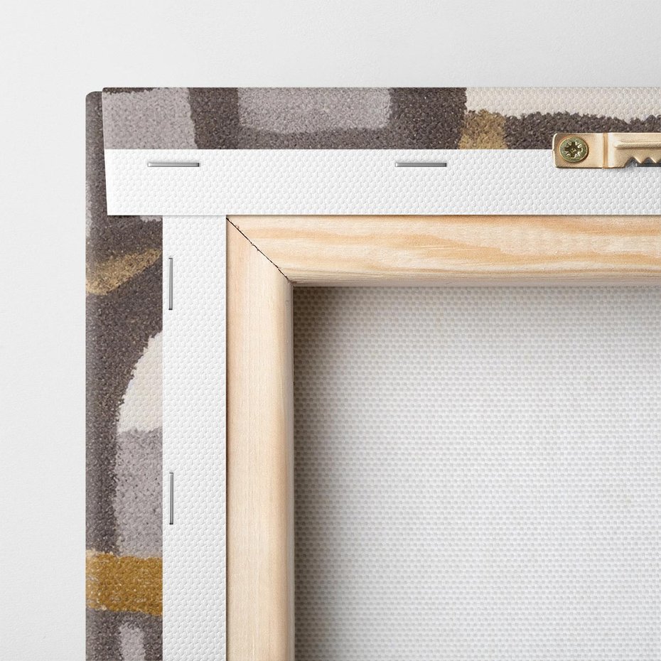 Obraz na płótnie 50x50 - Szaro-złote Wibracje - abstrakcyjne kształty, szerokie linie