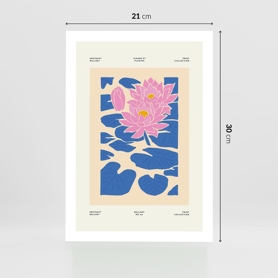 Plakat bez ramy 21x30 - Rozświetlone Odbicia - lilie wodne, pastelowe kolory