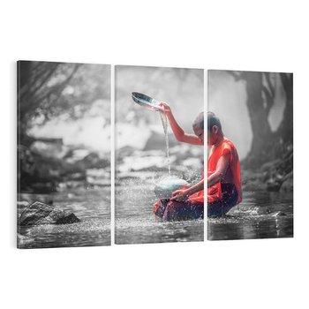 Obraz na płótnie 120x80 - Dziecko Mnich: Święty Uśmiech - dziecko, mnich