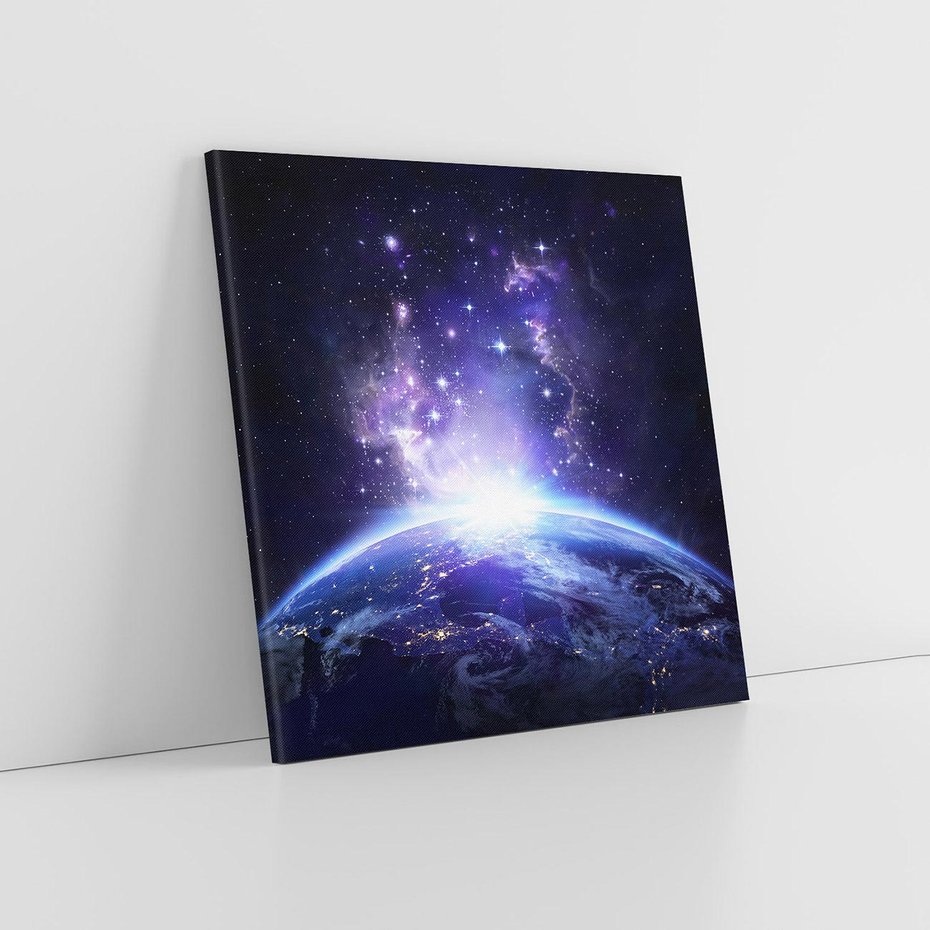 Obraz na płótnie 70x70 - Podróż w kosmiczną przestrzeń - kosmos, ziemia