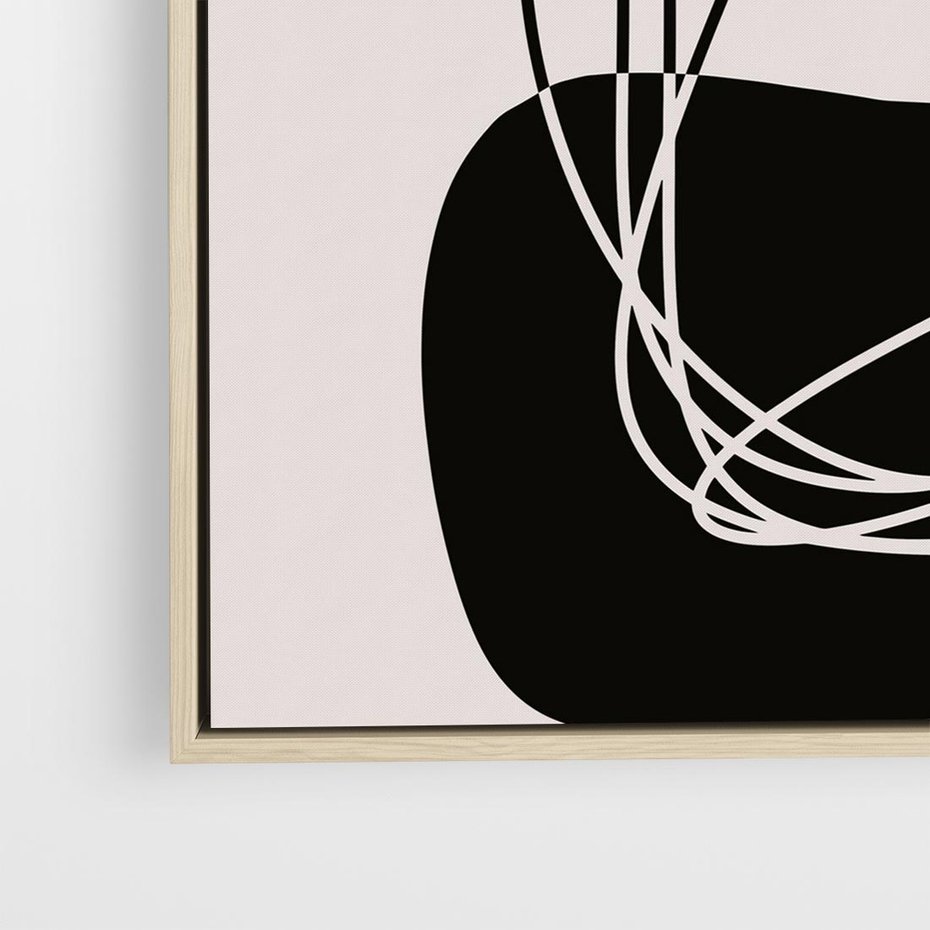 Obraz w ramie 80x80 - Linie Eksploracji - abstrakcyjne szkicowane linie, minimalizm - rama drewno