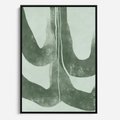 Obraz w ramie 50x70 - Nurtująca Kompozycja Zieleni - abstrakcyjne delikatne zielone linie, podobne do gałęzi kwiatów - rama czarna