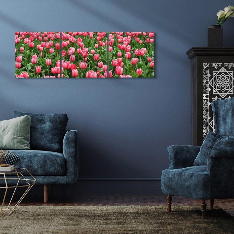 Obraz na płótnie 150x50 - Tulipanowe Elegancja - tulipany, kwiat