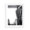 Plakat w ramie 50x70 - Monochromatyczna Sceneria Wieżowców - architektura, wieżowce - rama biała
