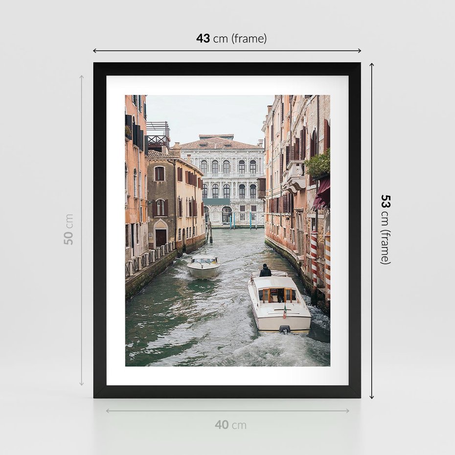 Plakat w ramie 40x50 - Wenecja na Twojej Ścianie - wenecja, kanały - rama czarna