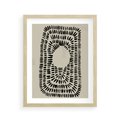 Plakat w ramie 40x50 - Zaklęte Wnętrza - boho plakat, czarne kropki kreski - rama drewno